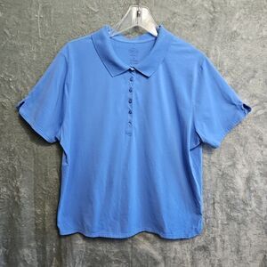 Talbots Shirt Size 2X Blue Short Sleeve Pima Cotton Spandex Polo Collared